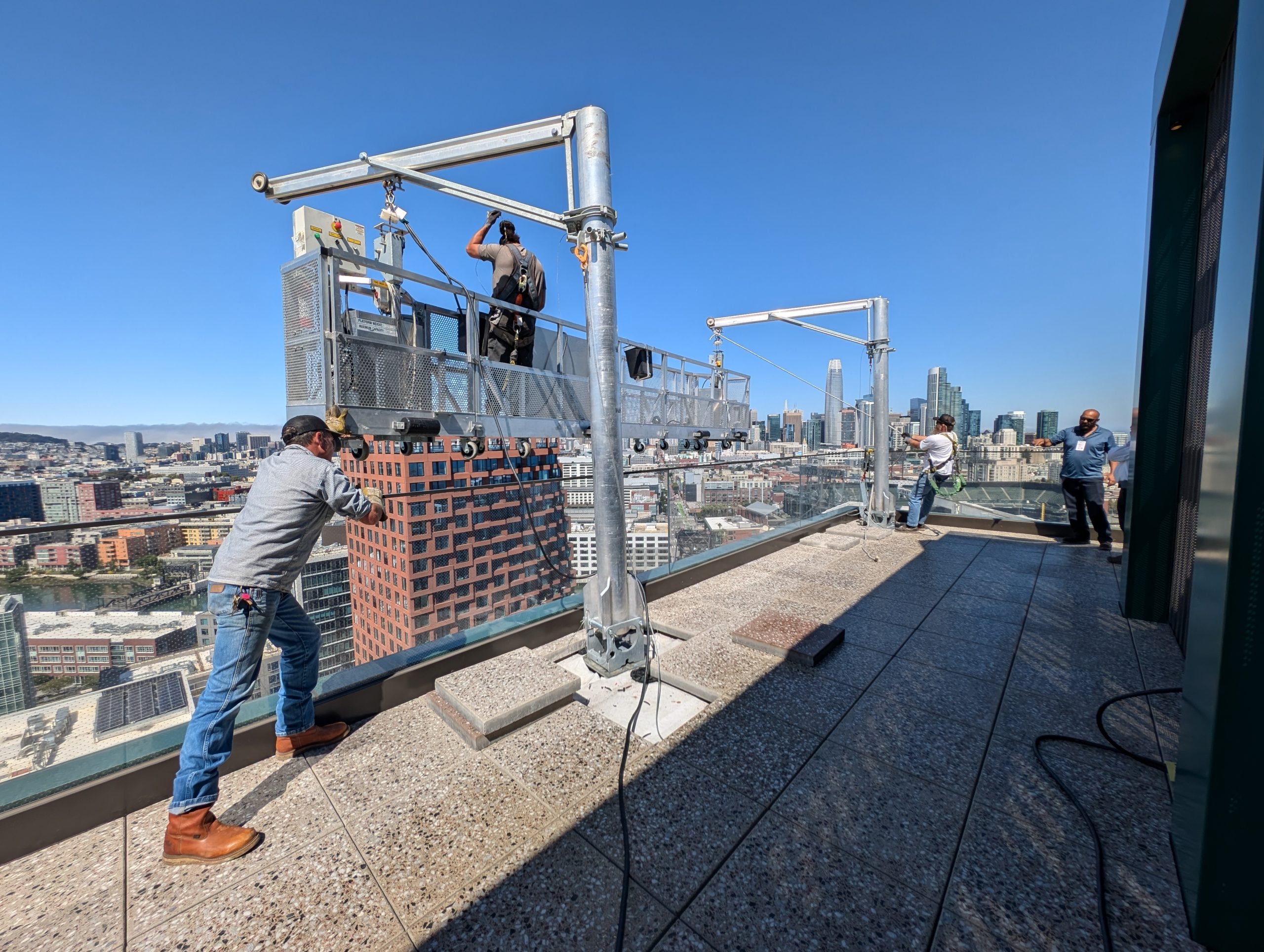 Facade access equipment on a high-rise building